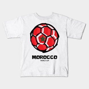 Morocco Football Country Flag Kids T-Shirt